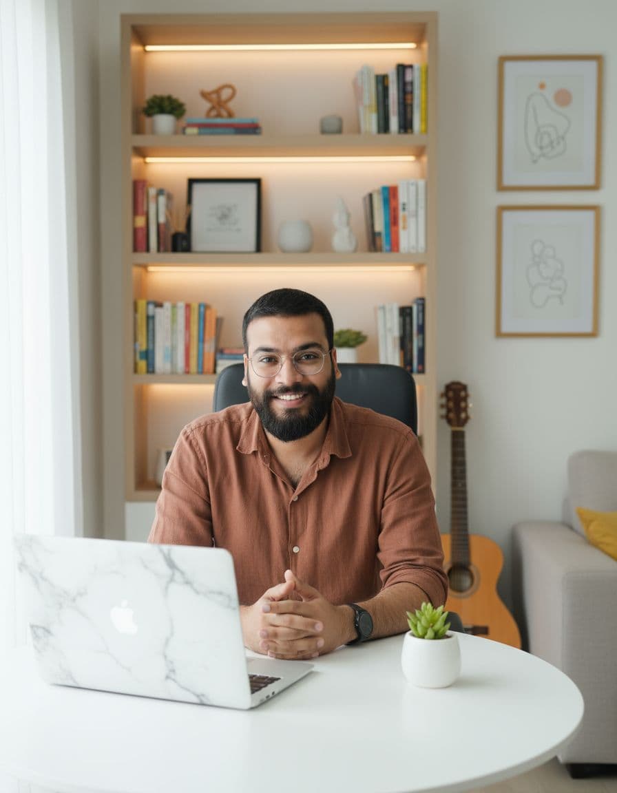 Abdullah Hani, CEO and Founder of Code19, at his desk.